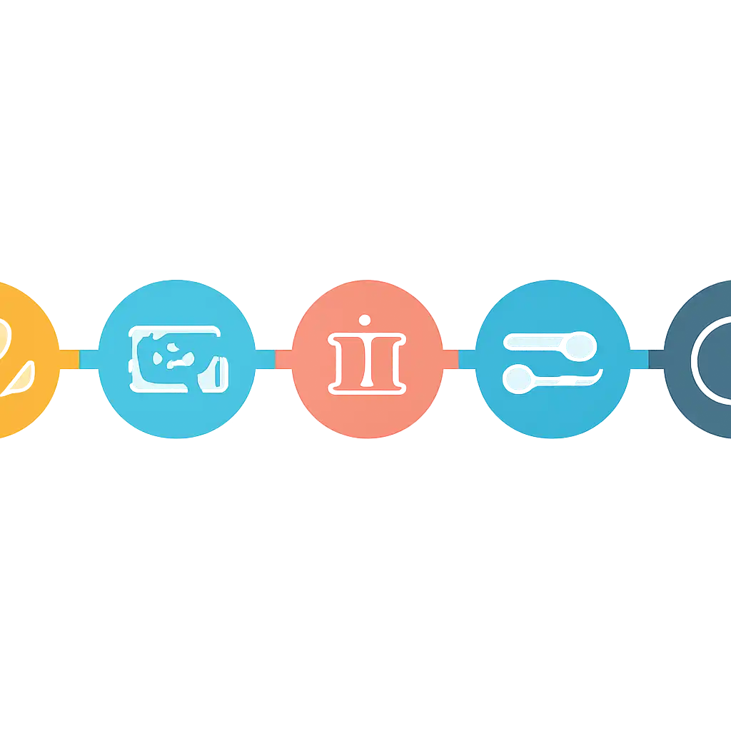 Five numbered circular icons connected by arrows in a horizontal flow, Withdrawals: Methods, Limits and Timing steps