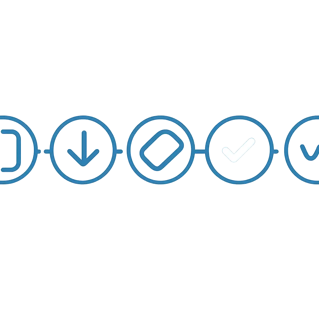 Five numbered circular icons connected by arrows in a horizontal flow, Indibet App for Android and iOS: Download and