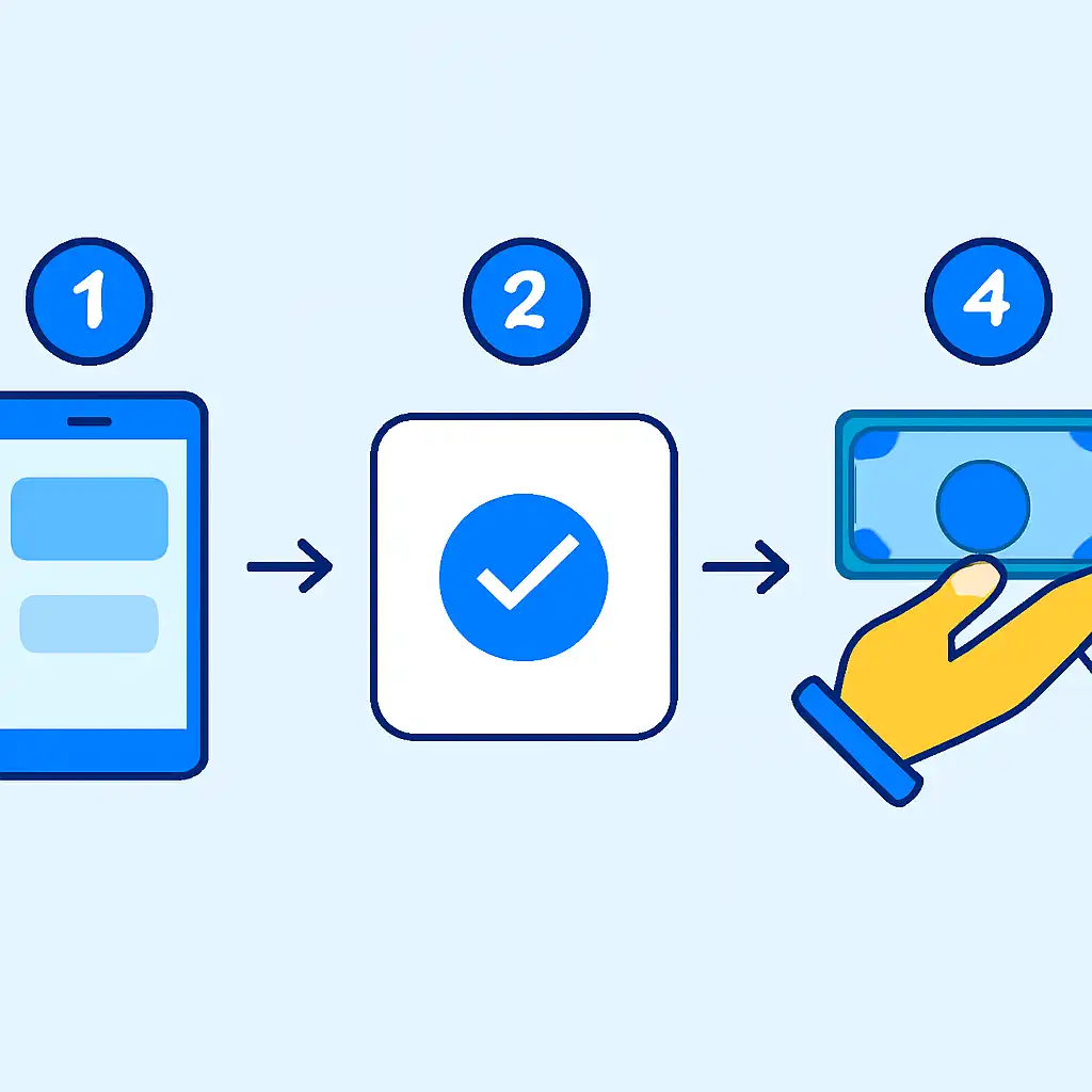Annotated step diagram: payout timings process with numbered callouts, Indibet