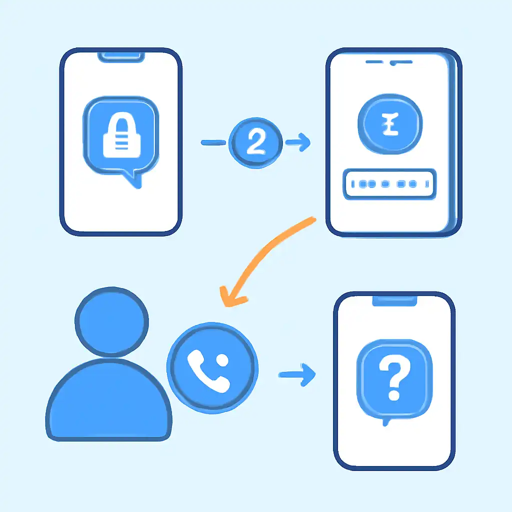 Annotated step diagram: otp not received process with numbered callouts, Indibet