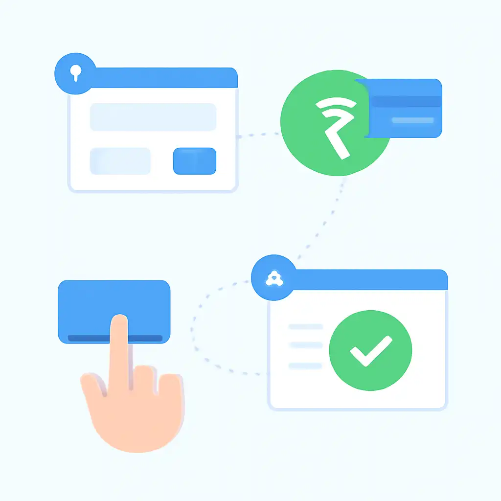 Annotated step diagram: minimum deposit process with numbered callouts, Indibet