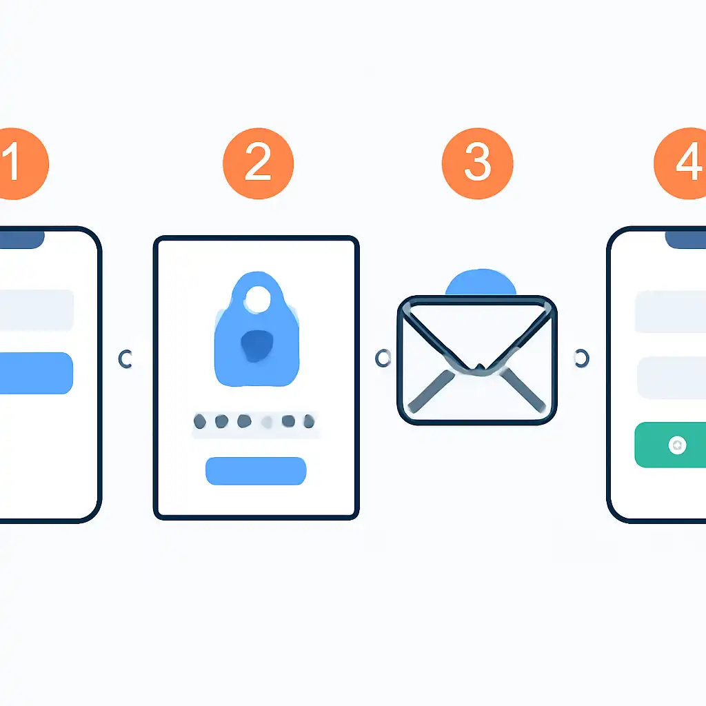 Annotated step diagram: password reset process with numbered callouts, Indibet